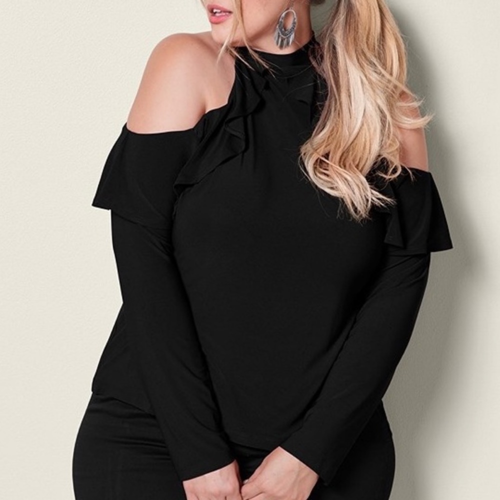 Cold Shoulder Ruffle Top